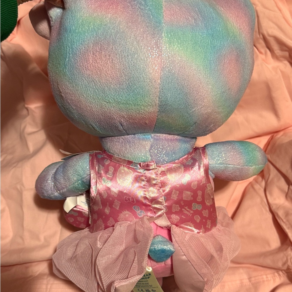 Colorful Plush Cat Toy with Pink Dress - Picture 4 of 7